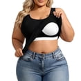 thumbnail image 3 of Loopsun Women Summer Tank Top Round Neck Sleeveless Ribbed Knit Built In Pad Plus Size Solid Tops, 3 of 5