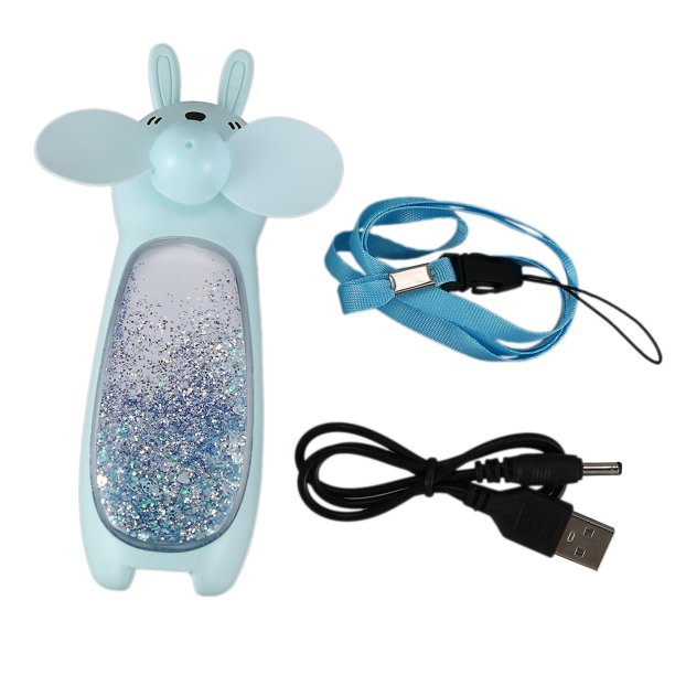 Ventilador de mano DENGXMXG con luz pequeño ventilador recargable Quicksand portátil colgante
