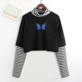 thumbnail image 2 of Womens Athletic Tops Juniors Graphic Tops Casual Fit Top Casual Raglan Tee Light Long Sleeve Women Shirts Short Sleeve Long Turtleneck Women Spandex T Shirt T Short Shirt Workout Blue S, 2 of 4