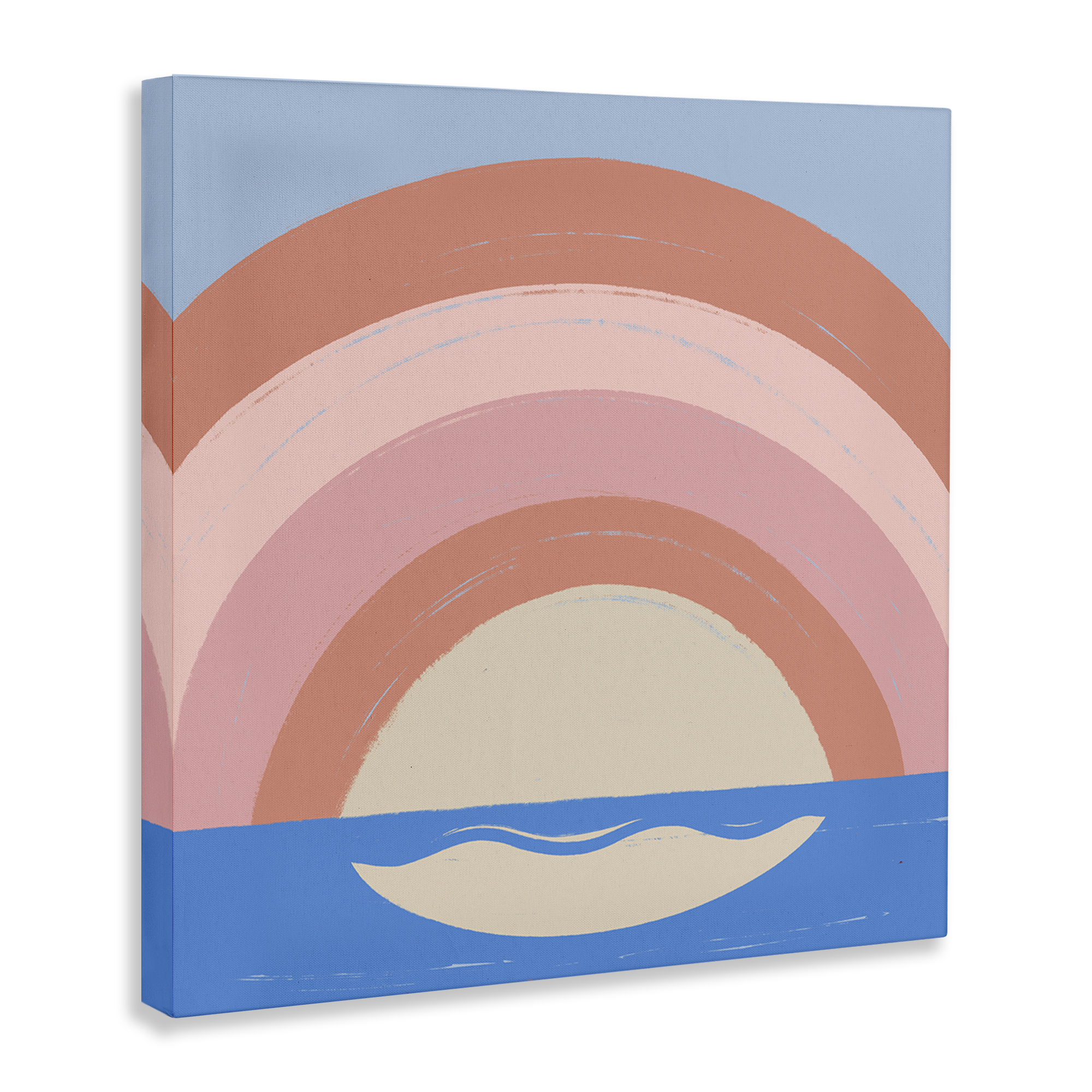 Stupell Industries Ocean Rainbow Reflection Landscape & Nature Painting Wrapped Canvas Art Print Wall Art, 17 x 17