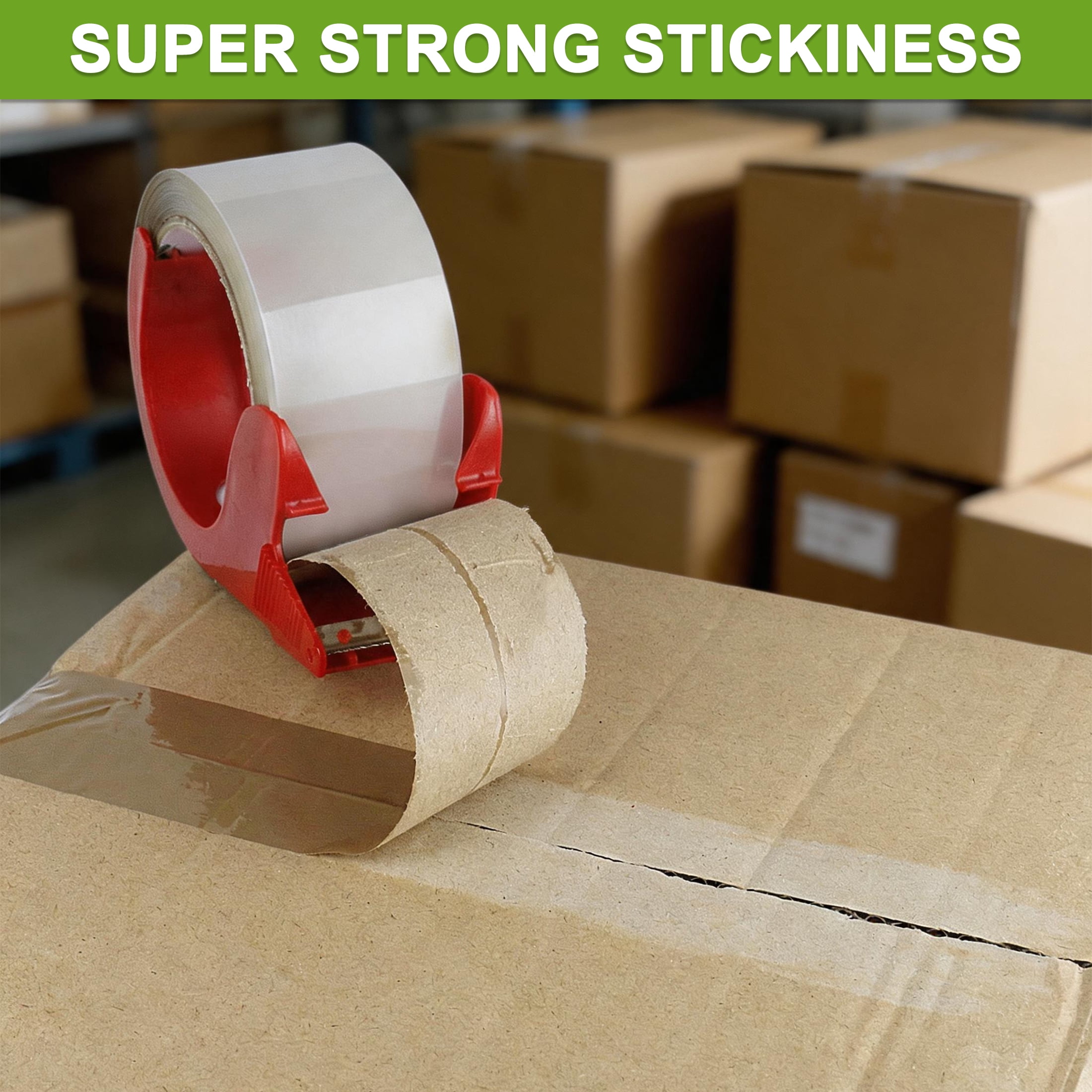 GARITIN Packing Tape, 6 Rolls Heavy Duty Clear Packaging Tape with Dispenser, Strong Shipping Moving Tape Refill for Boxes, Mailing, Storage and Package Sealing