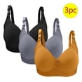 thumbnail image 2 of Bigersell Padded Bralettes for Women Deals 3pc Woman's Plus Size Solid Color Without Underwire Gathering Comfortable Bras Daily Bra Wireless Bra Style F-1224 Yellow 36/80, 2 of 3