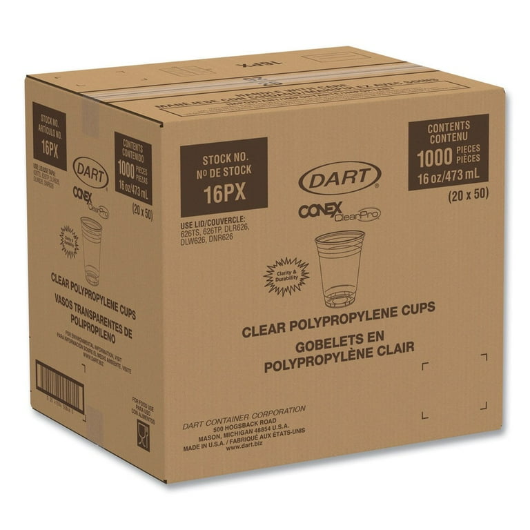 Conex ClearPro Plastic Cold Cups, Plastic, 16 oz, Clear, 50/Pack, 20 Packs/Carton Conex ClearPro Plastic Cold Cups, Plastic, 16 oz, Clear, 50/Pack, 20 Packs/Carton