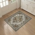 thumbnail image 3 of ODIKA 3'x5' Washable Accent Rug Vintage Boho Bordered Bouquet Distressed Retro Motifs Neutral Cream Refined for Bedside, Nursery Room, Pet Friendly & Non-Shedding, 3 of 7