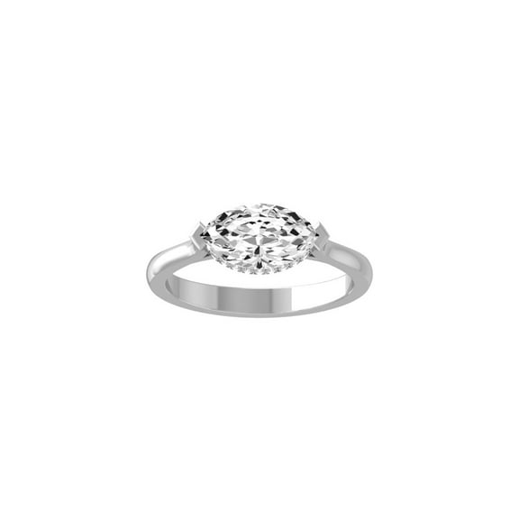 Araiya Fine Jewelry 10K White Gold Marquise and Round-shape Lab Grown Diamond solitaire Engagement Ring (2 5/8 Cttw, D-F Color, VS1 Clarity) Size 5.5