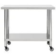 thumbnail image 2 of vidaXL Table de Cuisine avec Roulettes 100x45x85 cm Acier Inoxydable, 2 of 5