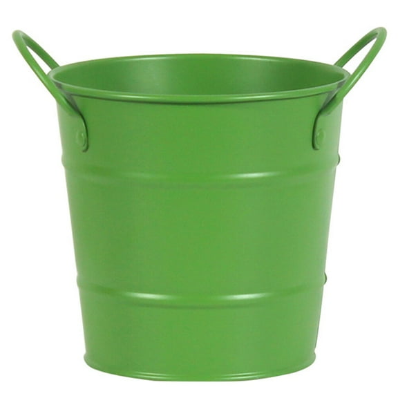 MLINS Green Iron Snack Bucket with Ergonomic Handles for Serving Fries Chips and Storage 4.5 inches
