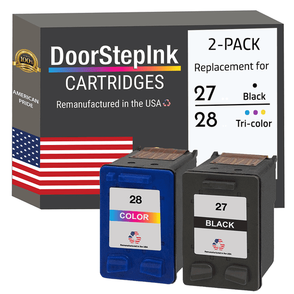 Remanufactured DoorStepInk High Yield Ink Cartridge for HP 27 C8727AN Black, 28 C8728AN Tri-Color