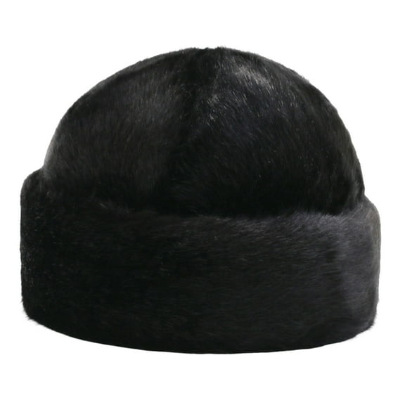 Opvise Winter Hat No Brim Ergonomic Keep Warm Padded Thickened Winter Wear Imitation Mink Winter Head Plush President Hat for Winter Black