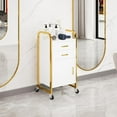 thumbnail image 7 of White and Gold Salon Rolling Cart with Wheels, Mobile Beauty Trolley with 2 Drawers, Salon Station with Storage Cabinet for Hair Stylist, Rolling Beauty Station for Barbershop, Spa & Tattoo, 7 of 7