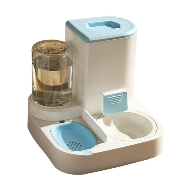 Automatic Dog Cat Feeder Portable 1L Drinker 2.2L Feeder Feeding Station Gravity Blue
