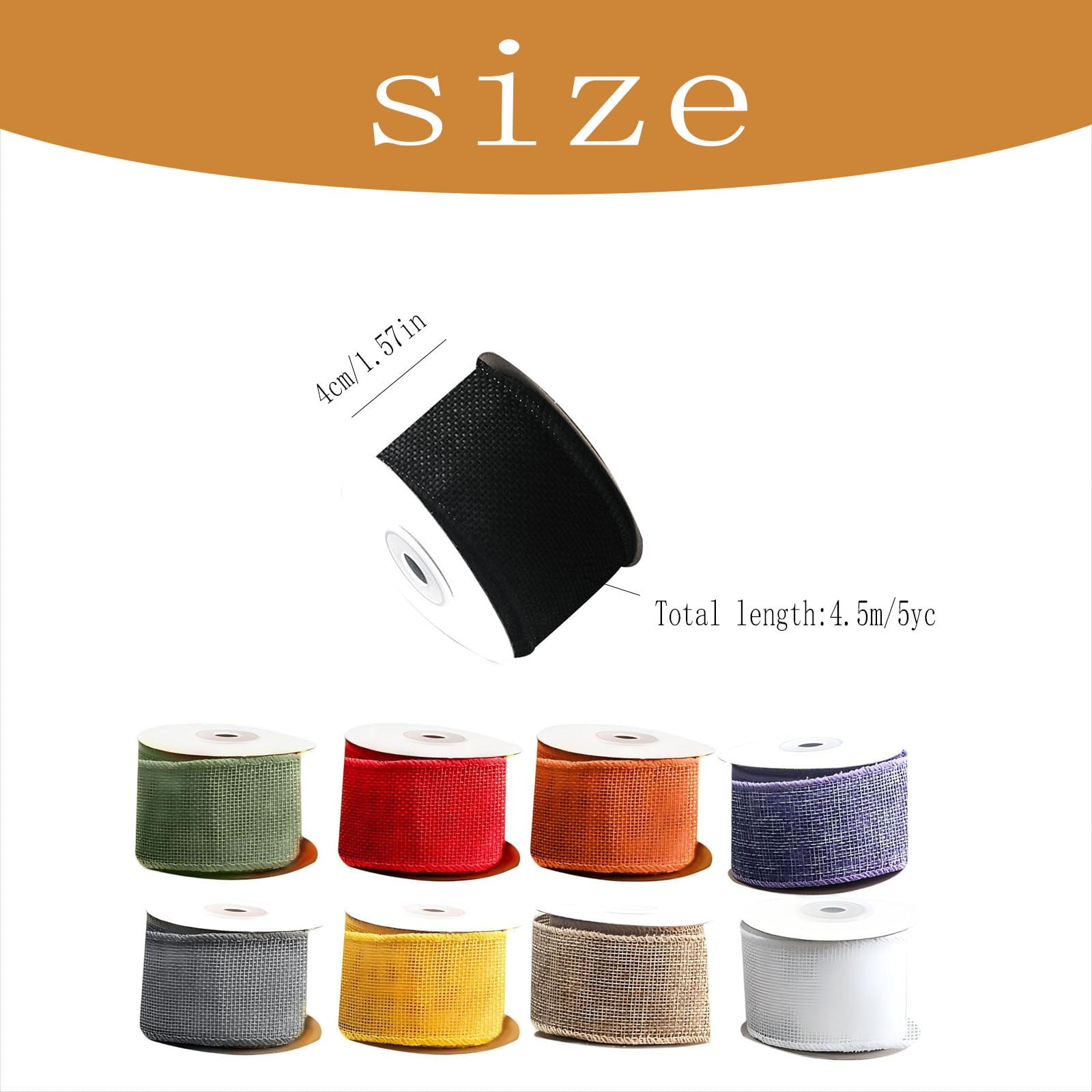 Natural Jute Burlap Ribbon with Wire Edging-4cm Width x 4.5m Length for Christmas DIY Crafts and Holiday Decor, Rustic Multicolored Gift Wrapping, Rustic Ribbon with Iron Wire, 2Pcs(Grey,177x1.5")