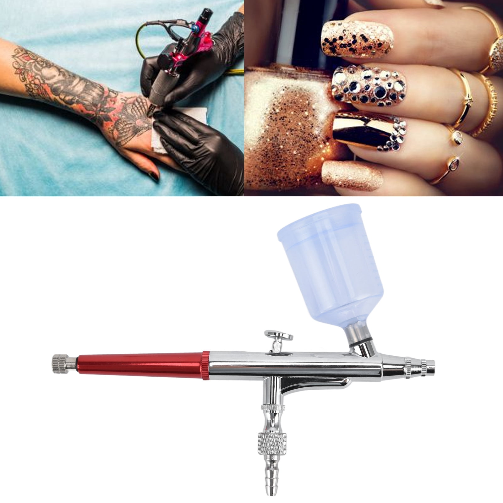 BOKYAN Paint Airbrush G1/8 DIY Airbrush Kit with Connector and Wrench for Home Decoration Model Printing, 7.48 inches / 19 cm Red