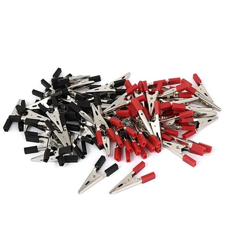 Uxcell 66pcs Black Red Plastic Coated Test Alligator Clips Clamps 50mm