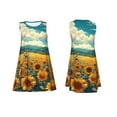 thumbnail image 7 of Fotbe Field Style Bicycle Young Sunflower Pattern Women’s Summer Tank Midi Dress – Sleeveless A-Line Dress, Floral T-Shirt Dress, Casual Flowing Beach Sundress, 7 of 7