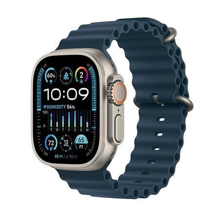 Restored Apple Watch Ultra 2 - GPS + Cellular - 49mm Titanium Case with Blue Ocean Band (Refurbished)