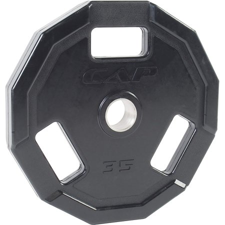 CAP Barbell 12-Sided Rubber Olympic Grip Weight Plates, Black, Single, 35 Pound