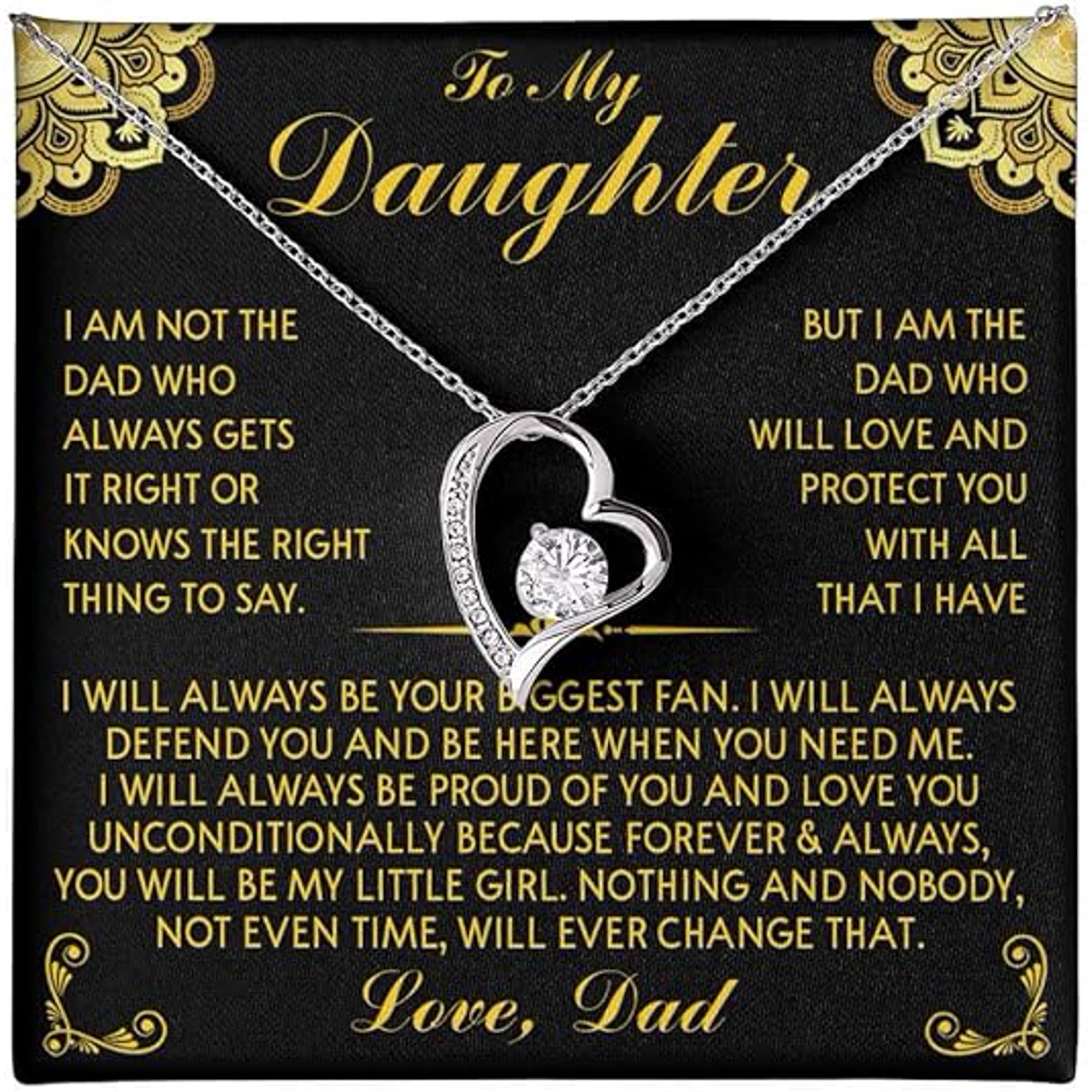 Graduation Gift for Daughter From Parents, Forever Love Necklace To My Daughter With Heart Touching Message Card Box, Love Heart Necklace For Daughter From Mother/Father