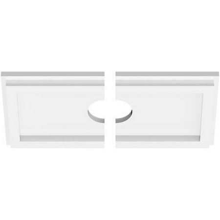 12"W x 6"H x 2"ID x 4"C x 1"P Rectangle Architectural Grade PVC Contemporary Ceiling Medallion, Two Piece