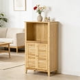 thumbnail image 3 of Nmkwnr Bamboo Bathroom Cabinet with Shelves, 2 Doors Floor Cabinet for Living Room, Bathroom, Brown, 3 of 8