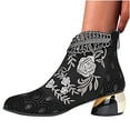 thumbnail image 4 of jsaierl Women Boots Retro Embroidered Rhinestone Thick Heel Shoes Boots Plus Size Boots, 4 of 6