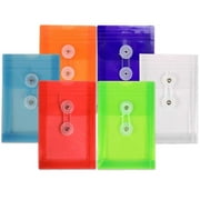 JAM Paper & Envelope Plastic Envelopes, 4.3x6.3, Assorted, Button String, Open End, 12/Pack