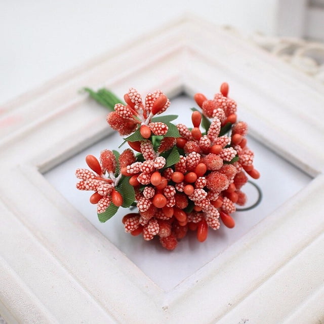 12/36/72/144 Uds Mini estambre flor flores artificiales artesanía flores falsas para ramo de boda fiesta decoración de colección de recortes DIY Dengxun unisex