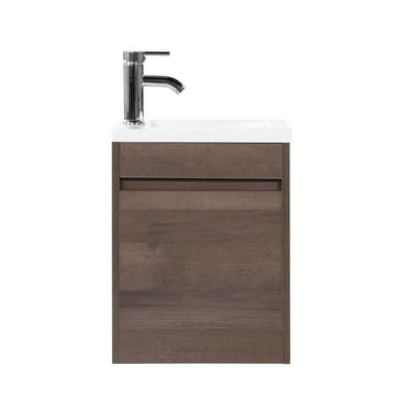 16" Bathroom Vanity with Sink Wall Mount Cabinet for Small Room w/Faucet Drain