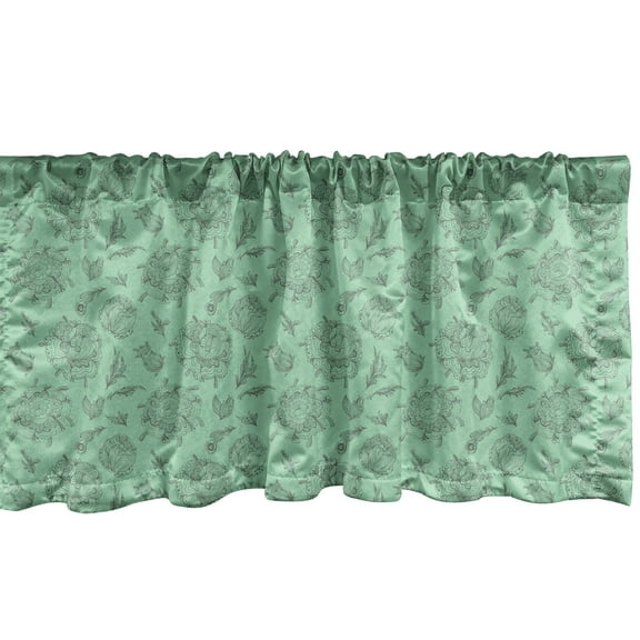 Ambesonne Mint Valance Pack of 2, Botanical Floral Plants Herbal, 54"X18", Grey Sea Green