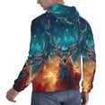 thumbnail image 6 of Sikiie Celestial Stag Cosmic Glow Men's Hoodie, Essentials Hoodie, Sweatshirt, Pullover Hooded Sweatshirt for Men-Large, 6 of 7