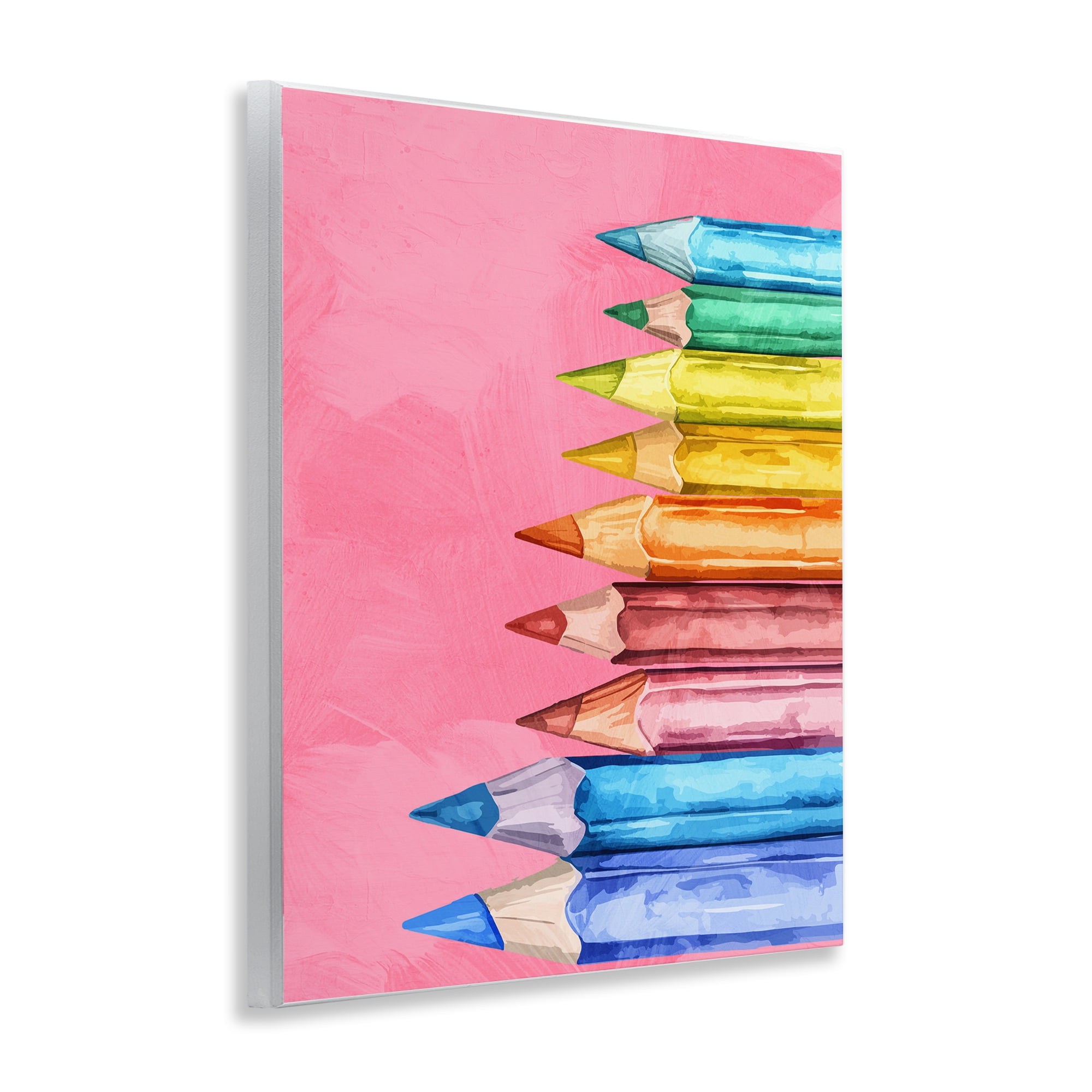 Stupell Industries Vibrant Pencils on Pink Wall Plaque Art, design by Kim Allen