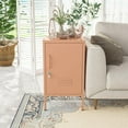 thumbnail image 4 of Single door End Table 2 Tier Narrow Side Table with Metal Frame Multifunctional Home Table Easy to Assemble Adjustable partitions Single Door Coffee Table Pink Size: 27.55”H X 13.78”W X 14.96”D, 4 of 6