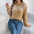 thumbnail image 4 of Ashirexll Pullover Sweaters for Women, Winter Sweaters for Women, Women's Color Block Round Neck Long Sleeve Pullover Knit Sweater Top, 4 of 7