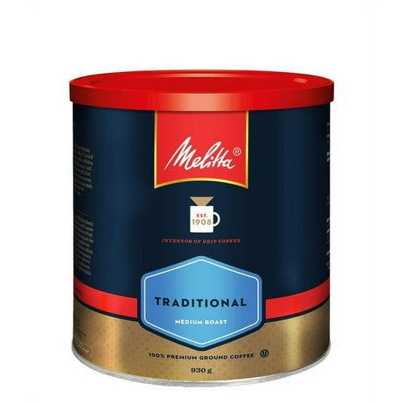 MELITTA Traditional Medium Roast Ground Coffee, 100% Arabica Coffee Beans, 930 g/32.8oz (Imported from Canada)