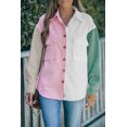 thumbnail image 4 of ABPHQTO Camisa de mujer color block con botones y bolsillo rosa, 4 of 5