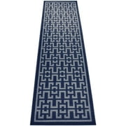 Ancient Greek Style Design Navy Blue Rug Runner Printed Slip Resistant Rubber Back Latex Runner Rug (Royal Navy Blue, 1'11" x 7')