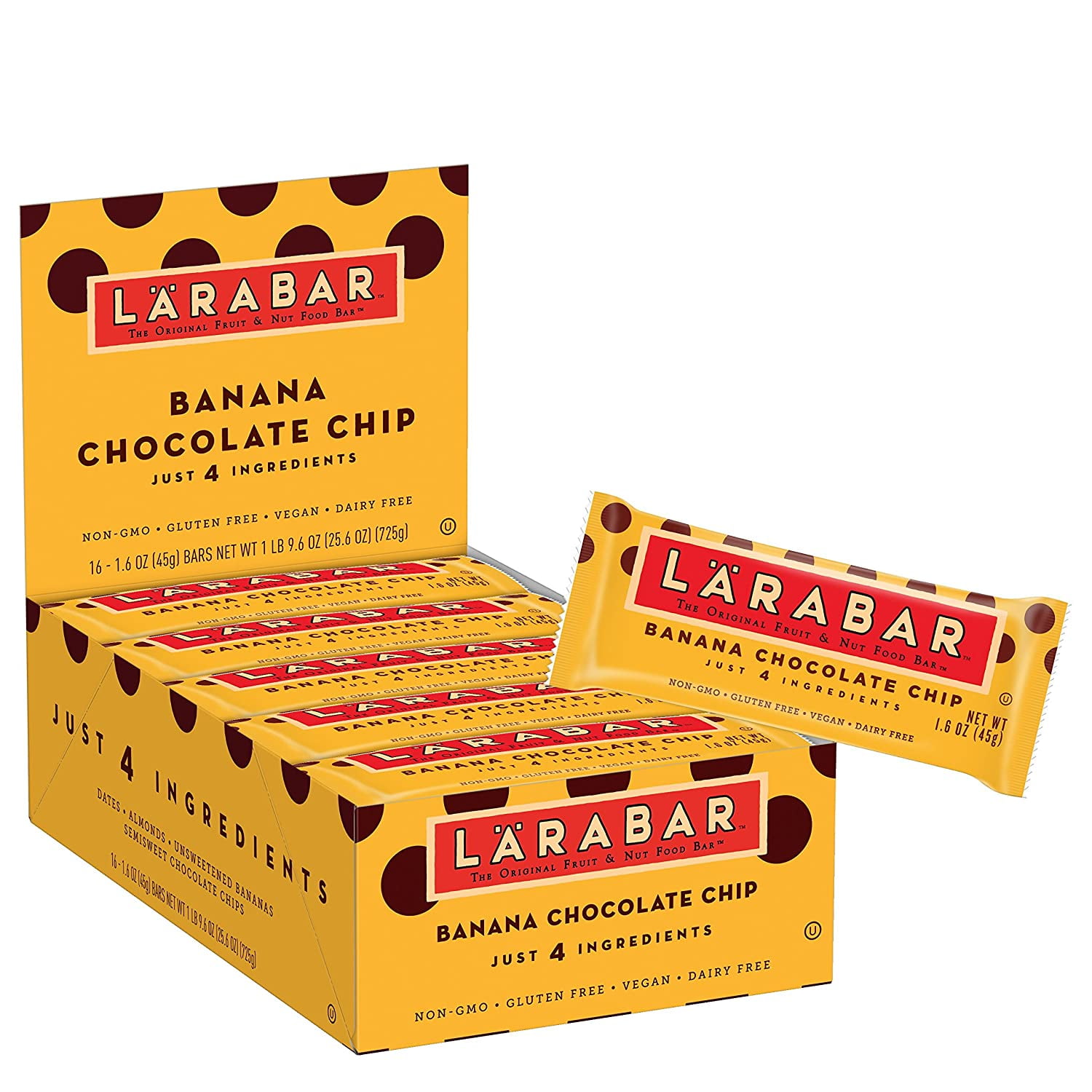 Larabar Gluten Free Bar, Banana Chocolate Chip, 1.6 oz Bars (16 Count