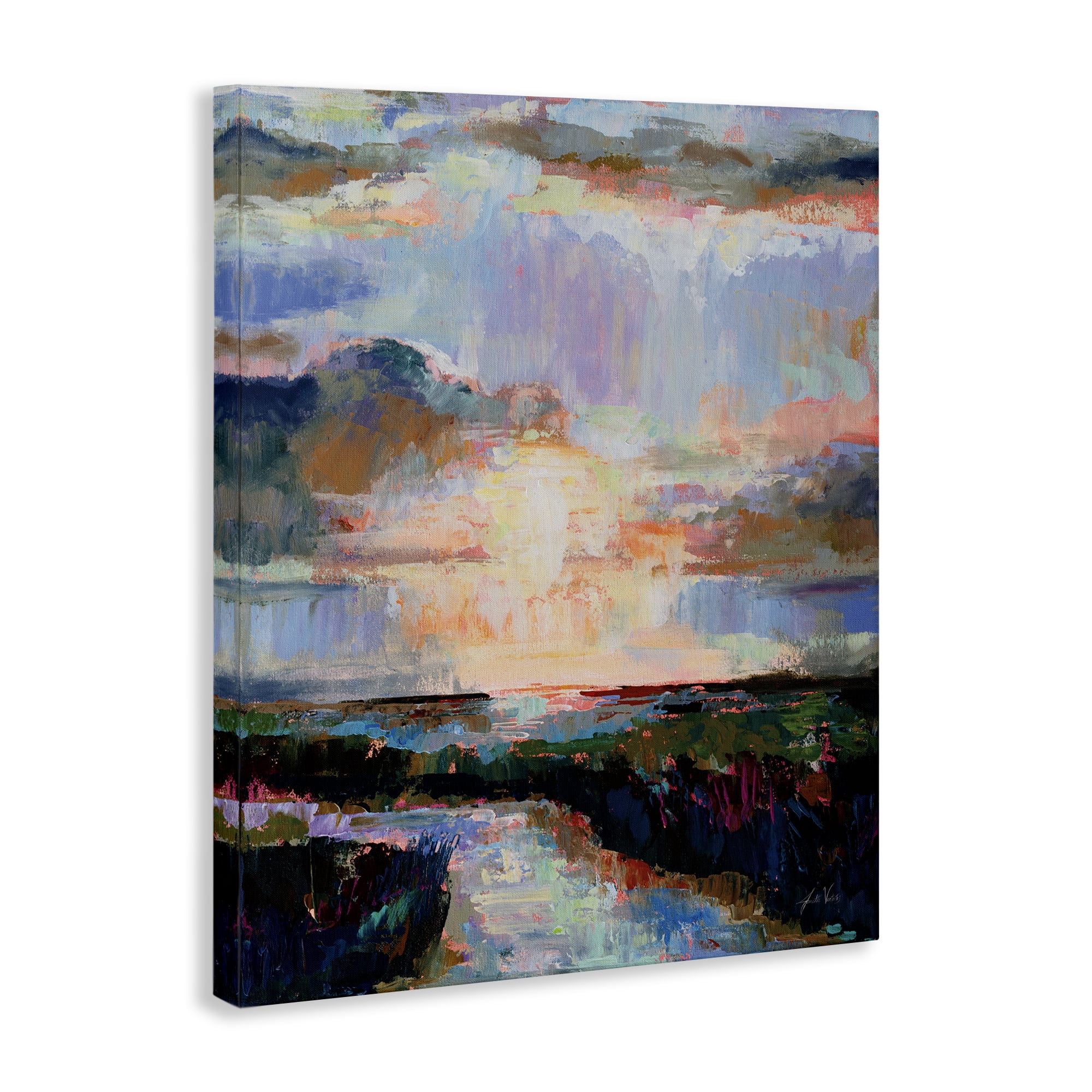 Stupell Industries Sunlit Tide Abstract Abstract Painting Gallery Wrapped Canvas Art Print Wall Art, 36 x 48