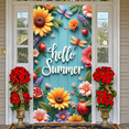 thumbnail image 5 of Ladybug Design Welcome Banner Daisy Pattern Ladybug Display Light Green Background Black White Checkered Daisy Backdrop for Spring Party Garden Gathering Outdoor Welcome, 5 of 9