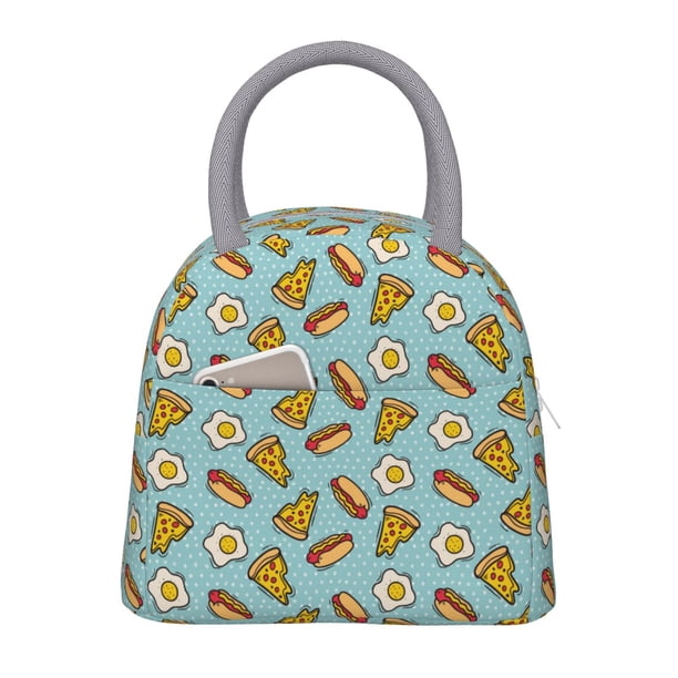 Balery Hot Dog Pizza Bolsa de Almuerzo para Mujeres, Caja de Almuerzo, Bolsa de Almuerzo Pequeña Impermeable, Tote de Almuerzo Reutilizable con Gran Capacidad