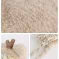 thumbnail image 6 of SuTry Kids Solid Color Knit Beanie with Cute Antlers Warm Plush Fleece-Lined Winter Hat for Christmas Holiday Headwear(Beige,4-10 Years), 6 of 7