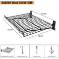 thumbnail image 2 of Tablette Murale Pliable, Ensemble de 4 Étagères Murales de Rangement pour Garage, Tablettes Flottantes en Métal Robustes avec 8 Crochets, Capacité de 180 Lb, pour Bureau, Cuisine et Buanderie, 2 of 13