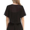 thumbnail image 4 of DYMADE Womens Summer Chiffon Sheer Short Sleeve Lace Up Tie-Front Neckline Ruffle Cardigan, 4 of 4