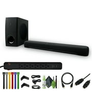 Yamaha SR-C30A 90W 2.1-Channel Soundbar System + 6-Outlet 2 USB 400 Joule Surge Protector, Black + Cleaning kit + HDMI Cable Gold plated 6FT + More