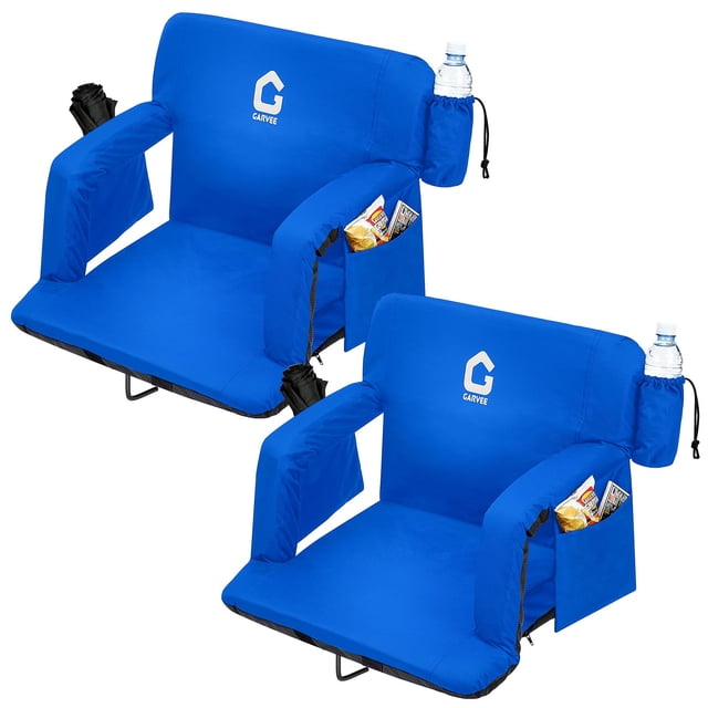 QinaQin Ensemble de 2 Chaises de Stade Portatives Inclinables avec Dossier Rembourré et Accoudoirs Réglables