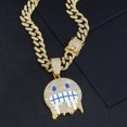thumbnail image 6 of Smiley face hip hop Cuban chain, men's rhinestone pendant necklace jewelry, men's fashion jewelry silver gold, 6 of 6