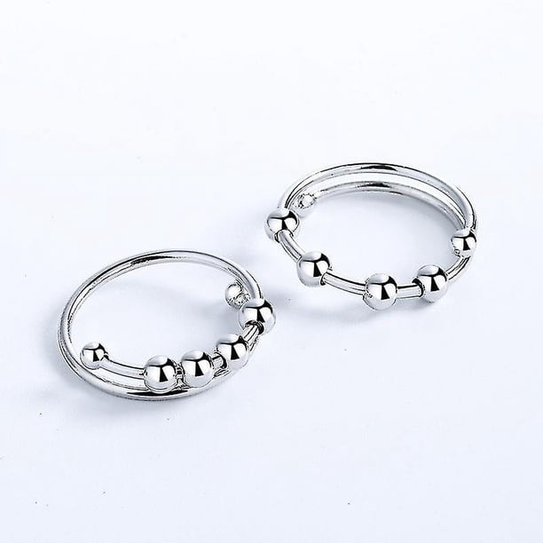2 uds anillo antiestrés y ansiedad Fidget Spinner juguetes para mujeres y hombres giran libremente anillo antiestrés y ansiedad bobina única cuentas en espiral regalos