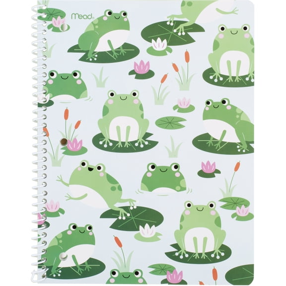 Mead Ribbit 1 Subject Wide Ruled Notebook, 7.5" x 10.5", Frogs, Paper, Spiral, 80 Sheets