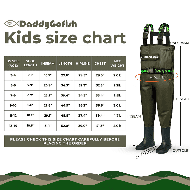 DaddyGoFish Chest Waders For Kids And Adults, Fishing And  Hunting Waders