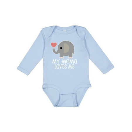 

Inktastic My Mema Loves Me Gift for Grandchild Gift Baby Boy or Baby Girl Long Sleeve Bodysuit